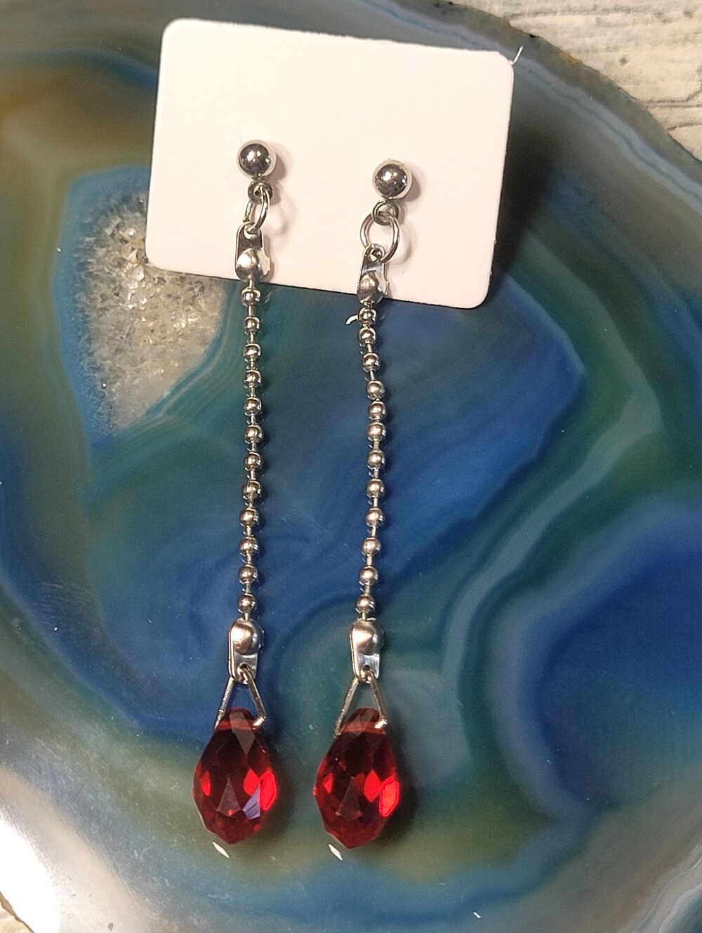 Elegant Red Crystal Drop Dangle Earrings